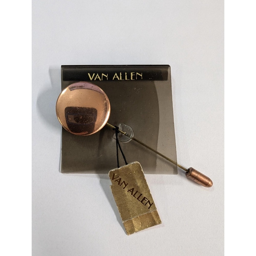 Vintage Van Allen Brooch Stick PIn with Tag Elegant Copper Brass Design New Tags
